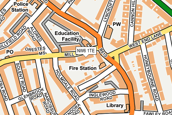 NW6 1TE map - OS OpenMap – Local (Ordnance Survey)