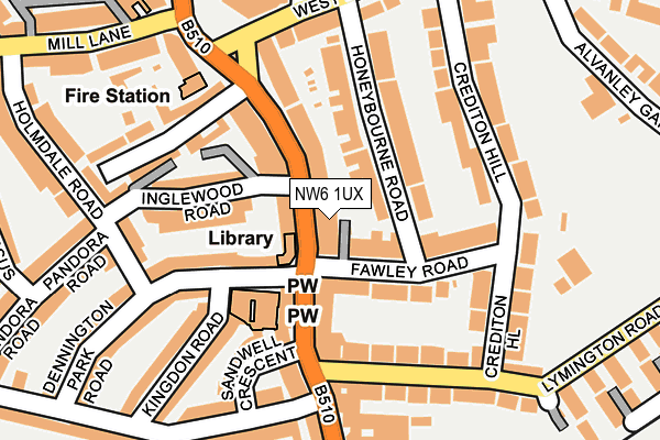 NW6 1UX map - OS OpenMap – Local (Ordnance Survey)