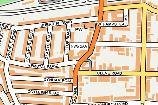 NW6 2AA map - OS OpenMap – Local (Ordnance Survey)