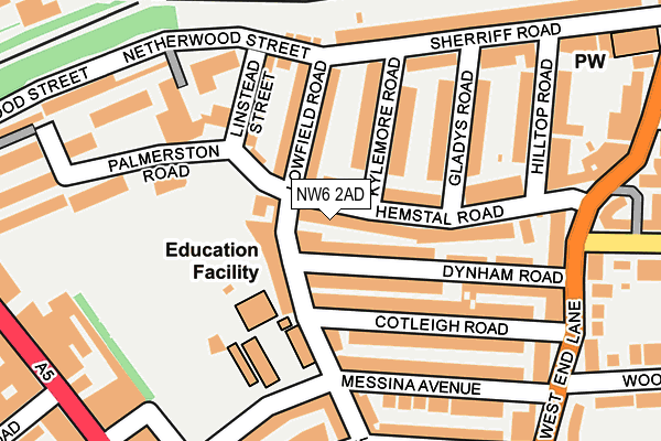 NW6 2AD map - OS OpenMap – Local (Ordnance Survey)