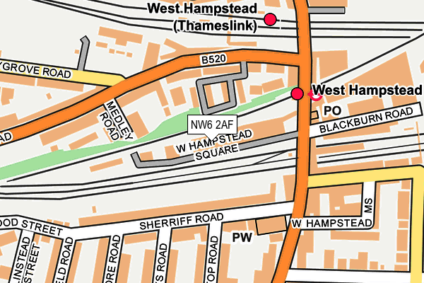 NW6 2AF map - OS OpenMap – Local (Ordnance Survey)