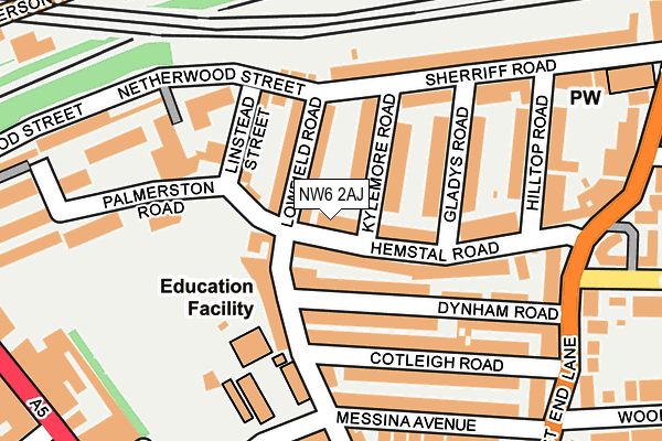 NW6 2AJ map - OS OpenMap – Local (Ordnance Survey)