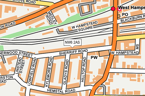 NW6 2AS map - OS OpenMap – Local (Ordnance Survey)
