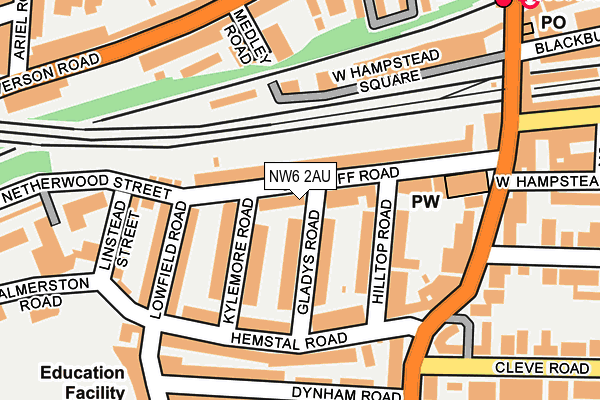 NW6 2AU map - OS OpenMap – Local (Ordnance Survey)