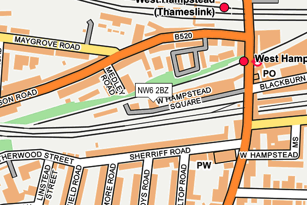 NW6 2BZ map - OS OpenMap – Local (Ordnance Survey)