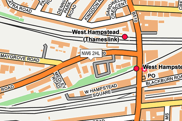 NW6 2HL map - OS OpenMap – Local (Ordnance Survey)