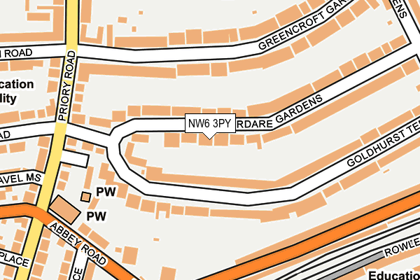 NW6 3PY map - OS OpenMap – Local (Ordnance Survey)