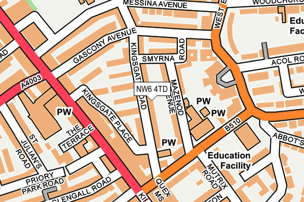 Map of 39 KINGSGATE ROAD LTD at local scale