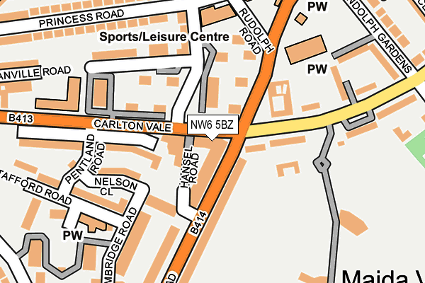 NW6 5BZ map - OS OpenMap – Local (Ordnance Survey)