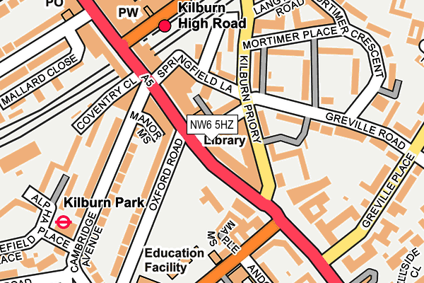 NW6 5HZ map - OS OpenMap – Local (Ordnance Survey)