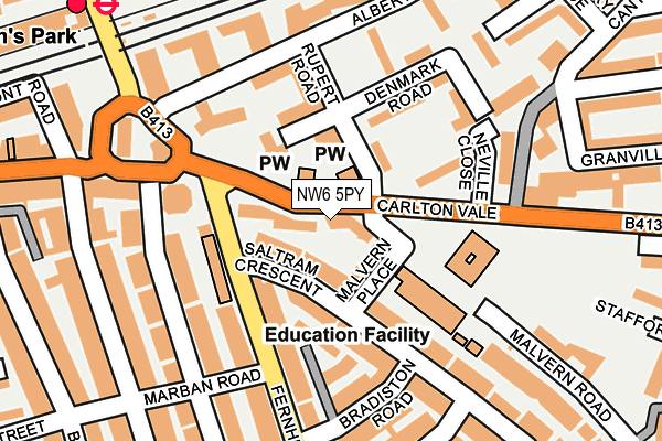 NW6 5PY map - OS OpenMap – Local (Ordnance Survey)