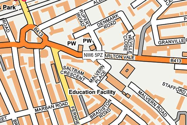 NW6 5PZ map - OS OpenMap – Local (Ordnance Survey)