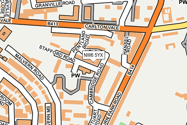 NW6 5YX map - OS OpenMap – Local (Ordnance Survey)