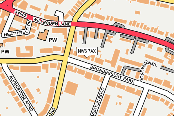 NW6 7AX map - OS OpenMap – Local (Ordnance Survey)