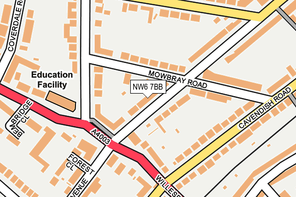 NW6 7BB map - OS OpenMap – Local (Ordnance Survey)