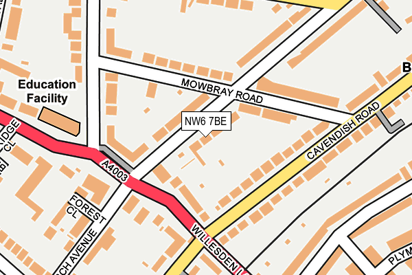 NW6 7BE map - OS OpenMap – Local (Ordnance Survey)
