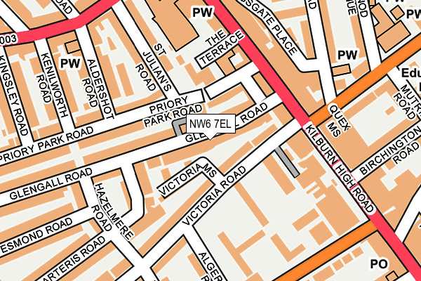 NW6 7EL map - OS OpenMap – Local (Ordnance Survey)