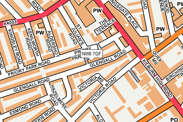NW6 7GF map - OS OpenMap – Local (Ordnance Survey)