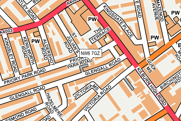 NW6 7GZ map - OS OpenMap – Local (Ordnance Survey)