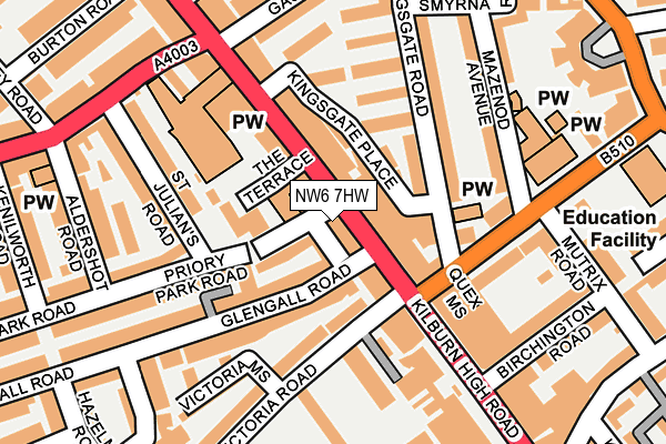 NW6 7HW map - OS OpenMap – Local (Ordnance Survey)