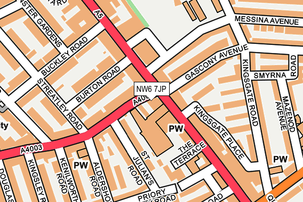 NW6 7JP map - OS OpenMap – Local (Ordnance Survey)