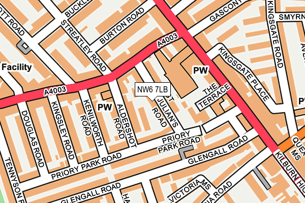 NW6 7LB map - OS OpenMap – Local (Ordnance Survey)