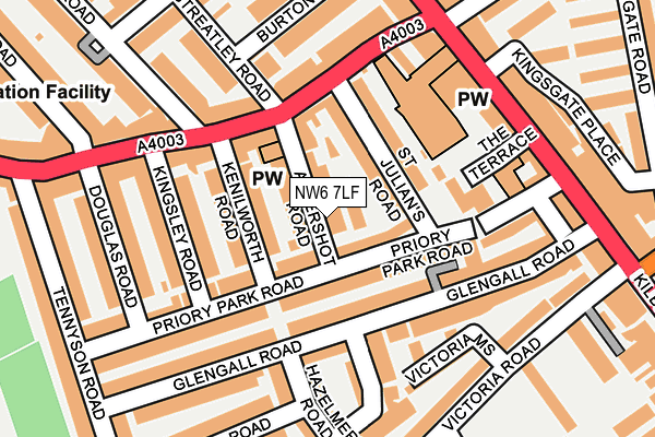 NW6 7LF map - OS OpenMap – Local (Ordnance Survey)