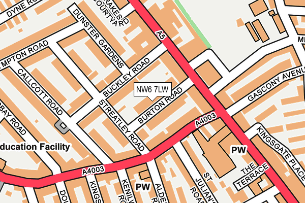 NW6 7LW map - OS OpenMap – Local (Ordnance Survey)