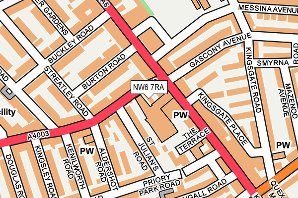 NW6 7RA map - OS OpenMap – Local (Ordnance Survey)