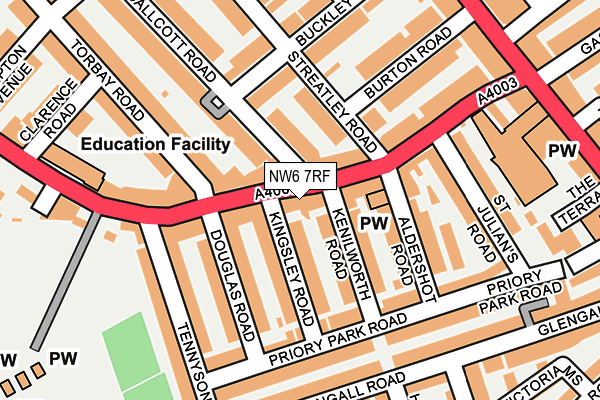 NW6 7RF map - OS OpenMap – Local (Ordnance Survey)