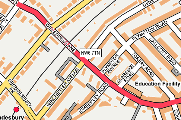 NW6 7TN map - OS OpenMap – Local (Ordnance Survey)