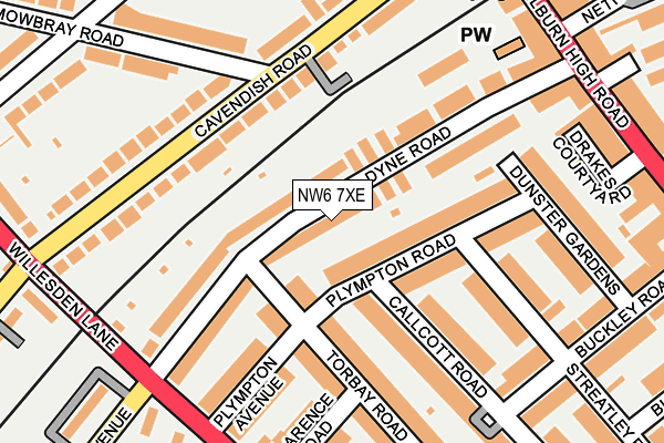 NW6 7XE map - OS OpenMap – Local (Ordnance Survey)