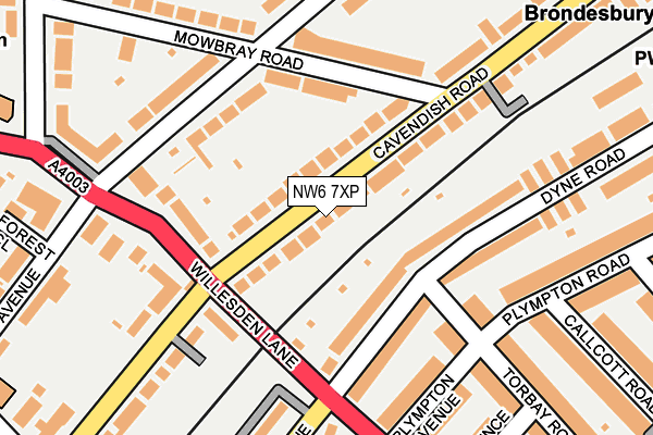 NW6 7XP map - OS OpenMap – Local (Ordnance Survey)