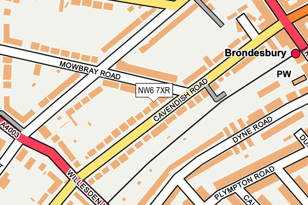 NW6 7XR map - OS OpenMap – Local (Ordnance Survey)