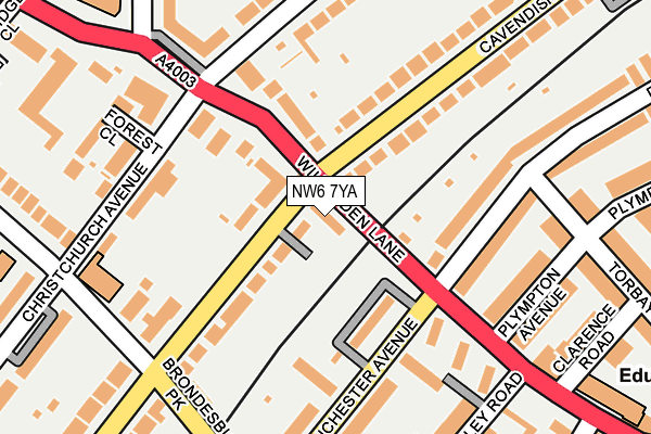 NW6 7YA map - OS OpenMap – Local (Ordnance Survey)
