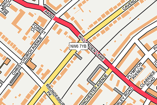 NW6 7YB map - OS OpenMap – Local (Ordnance Survey)