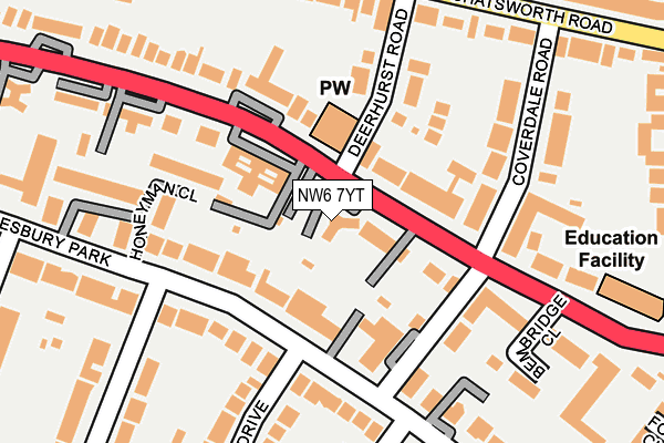 NW6 7YT map - OS OpenMap – Local (Ordnance Survey)