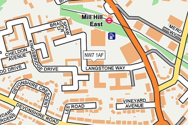 NW7 1AF map - OS OpenMap – Local (Ordnance Survey)