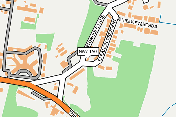 NW7 1AG map - OS OpenMap – Local (Ordnance Survey)