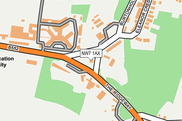 NW7 1AX map - OS OpenMap – Local (Ordnance Survey)