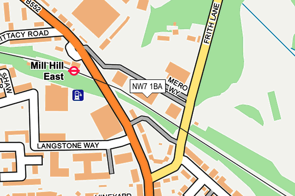 NW7 1BA map - OS OpenMap – Local (Ordnance Survey)