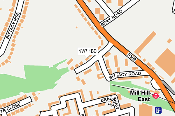 NW7 1BD map - OS OpenMap – Local (Ordnance Survey)