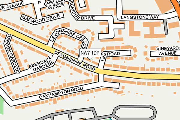 NW7 1DP map - OS OpenMap – Local (Ordnance Survey)