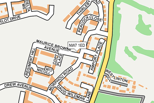 NW7 1ED map - OS OpenMap – Local (Ordnance Survey)