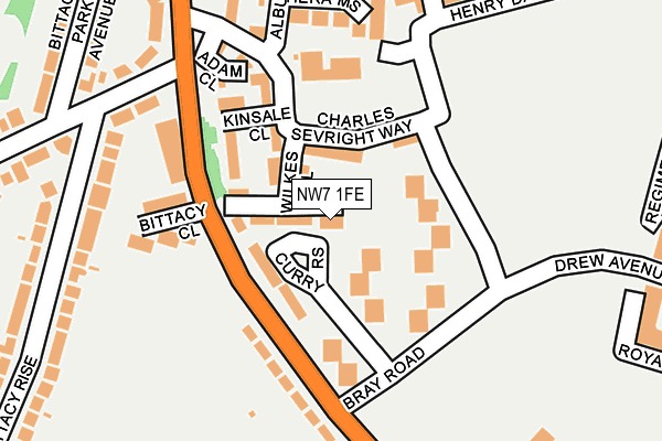 NW7 1FE map - OS OpenMap – Local (Ordnance Survey)