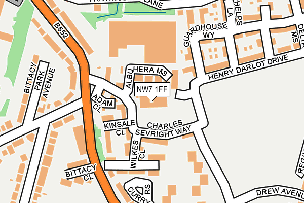 NW7 1FF map - OS OpenMap – Local (Ordnance Survey)