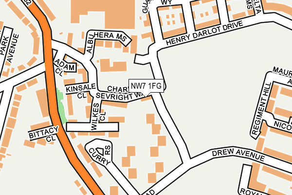 NW7 1FG map - OS OpenMap – Local (Ordnance Survey)