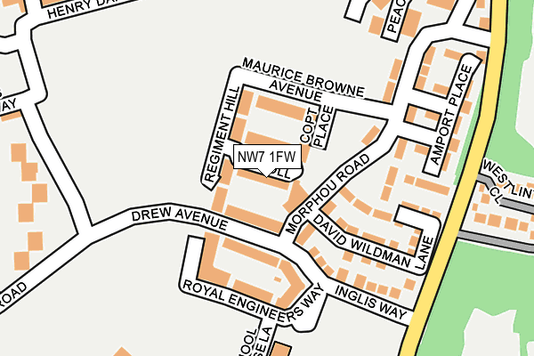 NW7 1FW map - OS OpenMap – Local (Ordnance Survey)