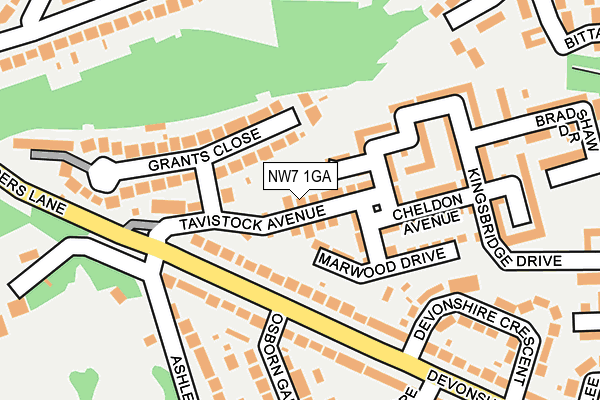 NW7 1GA map - OS OpenMap – Local (Ordnance Survey)