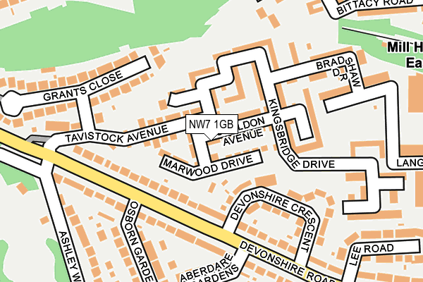 NW7 1GB map - OS OpenMap – Local (Ordnance Survey)